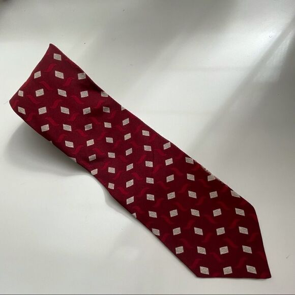 Giorgio Armani Vintage Dark Red Patterned Tie - Picture 1 of 3